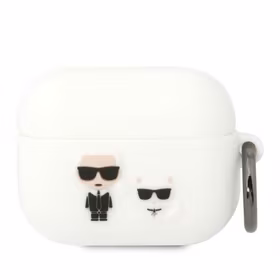 Karl Lagerfeld KLACAPSILKCW AirPods Pro dėklas baltas/baltas Silikoninis Karl & Choupette
