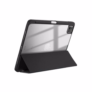 Crong PrimeFolio atverčiamas dėklas, skirtas iPad Air 11" (2026–2024) / iPad Air 10.9" (5-osios / 4-osios kartos) / iPad Pro 11" (2022–2021), su Apple Pencil laikikliu, juodas ir skaidrus