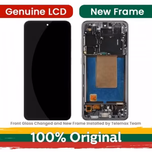 LCD ekranas suderinamas Samsung S721 S24 FE su rėmeliu / Pilkas (Mėlynas / Mėtinis / Geltonas) / (Atnaujintas: Telemax)