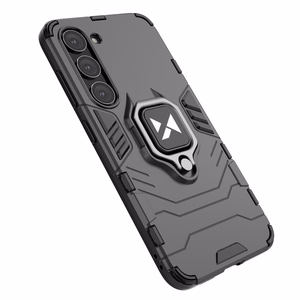 Wozinsky Ring Armor dėklas telefonui Samsung Galaxy S23+ šarvuotas dėklas su magnetiniu laikikliu ir žiedu juodas