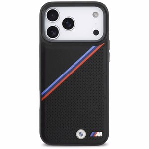 BMW M Tricolor Metal Logo MagSafe dėklas telefonui iPhone 17 Pro Max - juodas