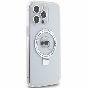 Karl Lagerfeld KLHMP15XHMRSKHH iPhone 15 Pro Max 6.7" baltas kietas dėklas su stovu Karl Head MagSafe