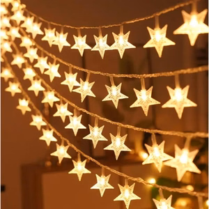 LED girlianda 10M (80 LED lempučių) USB žvaigždės, šiltai balta
