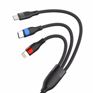 3mk Hyper Cable N-SERIES 3 in 1 USB-A / Lightning / Micro 1,2 m 9V/2A 18W - juodas