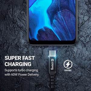 Crong Armor Link USB-A–USB-C laidas, 1.5 m, 60 W / 3 A, juodas