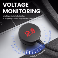 Automobilio cigarečių degiklio lizdo daliklis LM21 - 3 lizdai + USB + Type C - QC 3.0 PD 3A 122W su ekranu ir laidu