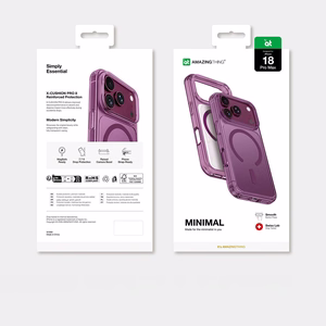 AmazingThing Minimal Mag Drop Proof 3 Lens dėklas, skirtas iPhone 18 Pro Max, su dirželio tvirtinimu, suderinamas su MagSafe – violetinis