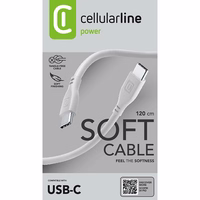 Cellularline Soft laidas - USB-C to USB-C laidas 1.2 m (grey)