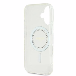 Guess IML Rhinestones magnetinis dėklas telefonui iPhone 16 Plus - baltas