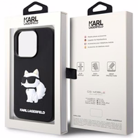Karl Lagerfeld KLHCP14X3DRKHNK iPhone 14 Pro Max 6.7" juodas/juodas kietas dėklas Rubber Choupette 3D