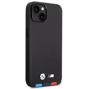 Dėklas BMW BMHMP14S22PTDK iPhone 14 6.1 "juodas / juoda Odinis Antspaudas Trispalvis Magnetinis