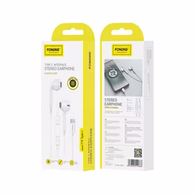 FONENG laidinės ausinės T15 USB-C su mikrofonu 1.2M baltas