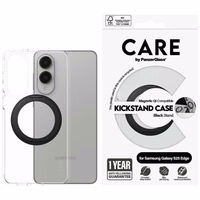 CARE by PanzerGlass Funkcinis juodas dėklas su stovu ir QI Samsung Galaxy S25 Edge - skaidrus