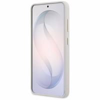 Guess dėklas Rhinestone Round Logo MagSafe skirtas Samsung Galaxy S26 Plus smėlio spalvos