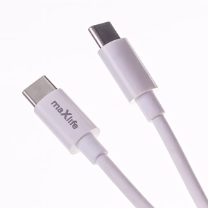 "Maxlife MXTC-06-30AC PD QC įkroviklis 1x USB-C 1x USB 30W baltas + USB-C - USB-C kabelis 60W