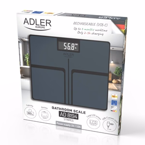 Bathroom scale ADLER AD 8194s STRIPES rechargeable USB-C Black