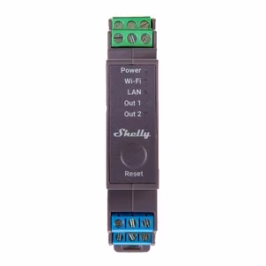 Shelly Pro 2 DIN bėgio 2 kanalų relė, WiFi/LAN