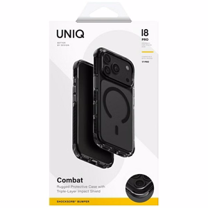 Uniq Combat Magclick Charging dėklas iPhone 18 Pro / 17 Pro – juodas