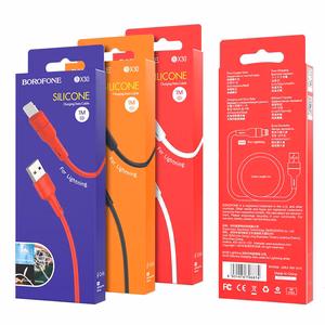 USB kabelis Borofone BX30 Lightning 1.0m silikoninis baltas
