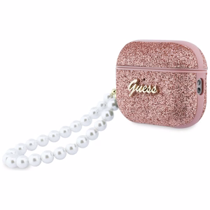 Guess Glitter Pearl Dirželis Dėklas for AirPods Pro 3 - rožinis