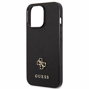 Guess Saffiano 4G Small Metal Logo dėklas telefonui iPhone 13 Pro / 13 6.1" - juoda