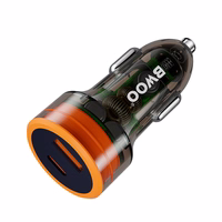 BWOO PD automobilinis įkroviklis 1x USB-C - USB-A prievadas 38W skaidrus