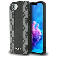 DKNY odinis languotas mono raštas Magnetinis iPhone 16e dėklas - juodas