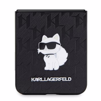 Karl Lagerfeld Saffiano Monogram Choupette Pin dėklas telefonui Samsung Galaxy Z Flip 5 - juoda