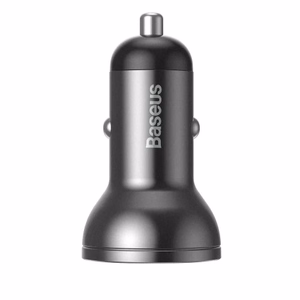 Automobilinis įkroviklis Baseus CCBX-0G pilkas 24W (2xQC3.0 / SU LED VOLTMETRU)