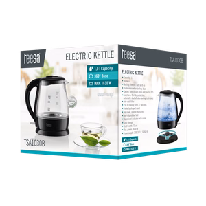 TEESA elektrinis stiklinis virdulys, 1630 W, juodas, 1 l