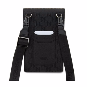 Karl Lagerfeld Saffiano Monogram Ikonik rankinė telefonui per petį, juoda