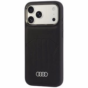 Audi sintetinės odos dėklas, skirtas iPhone 18 Pro Max / 17 Pro Max, suderinamas su MagSafe – juodas