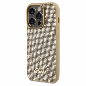 Guess Disco Metal Script dėklas telefonui iPhone 14 Pro Max – auksinis