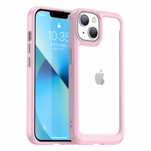 Outer Space dėklas iPhone 14 Plus kietas dangtelis su geliniu rėmeliu rožinė