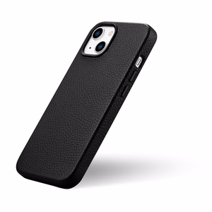 Чехол iCarer Litchi Premium Leather для iPhone 14 Plus магнитный кожаный с MagSafe чёрный