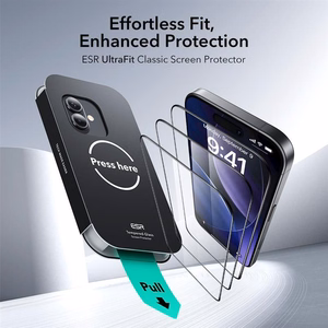 ESR UltraFit Apsauginio stiklo 2 vnt. rinkinys skirtas iPhone 16 Pro / 17 – skaidrus