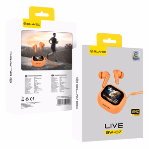 Blavec Bluetooth TWS Ausinės BW-07 Live su LCD ekranu (BW07L-O) oranžinės