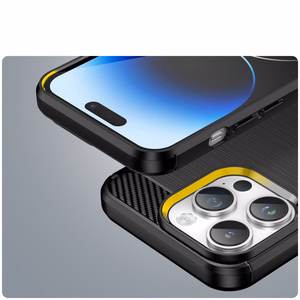 Karboninis dėklas iPhone 14 Pro Max - gelio nugaros dangtis, juodos spalvos