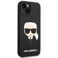 KARL LAGERFELD KLHCP14SSLKHBK IPHONE 14/15/13 6.1 "DĖKLAS JUODAS / JUODAS SILIKONINIS KARL`S HEAD