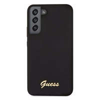 Guess GUHCS22MLSLMGBK S22+ S906 juodas/juodas hardcase Silicone Script Metal Logo