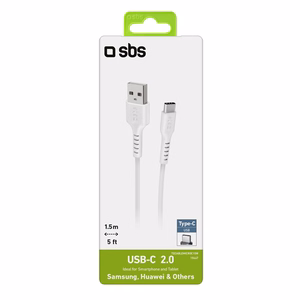 SBS TECABLEMICROC15W USB-A - USB-C kabelis 1,5 m - baltas