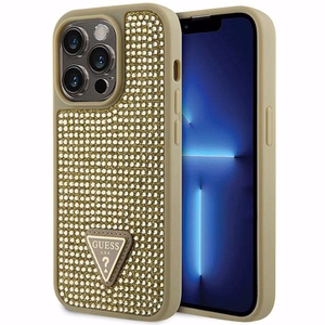 Guess GUHCP14LHDGTPD iPhone 14 Pro 6.1" auksinis/auksinis hardcase Rhinestone Triangle