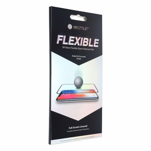 LCD apsauginis stikliukas Bestsuit Flexible Hybrid Glass 5D Apple iPhone 12 Mini pritaikytas dėklui juodas