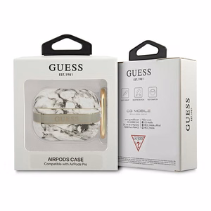 Guess GUAPHCHMAG AirPods Pro dėklas pilkas/pilkas Marmuro Dirželių kolekcija