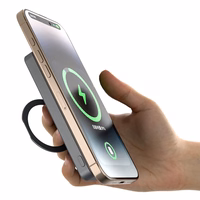 Dudao K28 10000mAh PD 22.5W Magnetinė išorinė baterija su metaliniu dėklu ir žiedo stovu - pilka