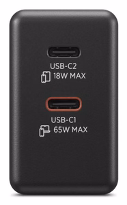 LENOVO dvigubas USB-C 65W GaN įkroviklis, juodas