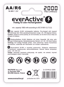 Įkraunamos baterijos everActive Ni-MH R6 AA 2000 mAh Silver Line