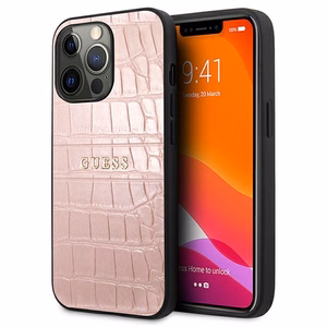 Guess Croco Strap Collection dėklas telefonui iPhone 13 Pro / 13 6.1" - rožinė