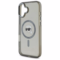 Karl Lagerfeld IML Metal Karl Head Magnetinis iPhone 16 Plus dėklas - juodas