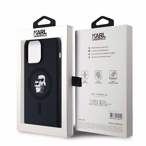 Karl Lagerfeld Silikoninis Karl&Choupette Ring MagSafe dėklas telefonui iPhone 15 Pro Max - juodas